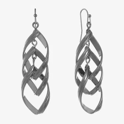 Liz Claiborne Linear Womens Drop Earrings In Gray