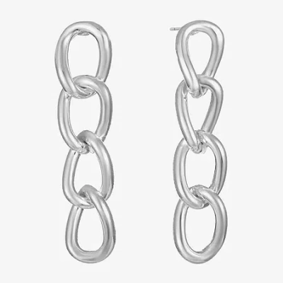 Liz Claiborne Linear Womens Glass Drop Earrings In Metallic
