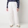 Liz Claiborne Linen Womens Plus Wide Leg Mid Rise Drawstring Pant In White
