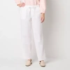Liz Claiborne Linen Womens Wide Leg Mid Rise Drawstring Pant In White