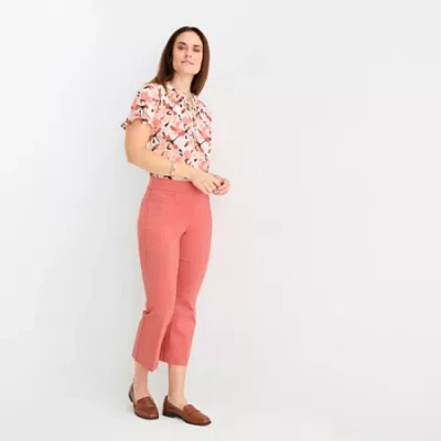 Liz Claiborne Lisa Womens Flare Mid Rise Cropped Pant In Pink