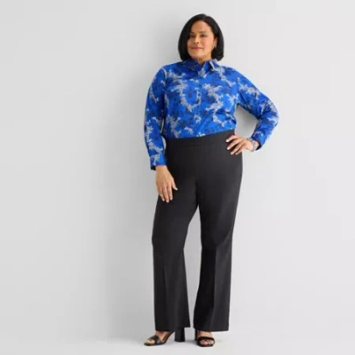 Liz Claiborne Lisa Womens Plus Flare Pull-on Pant In Black