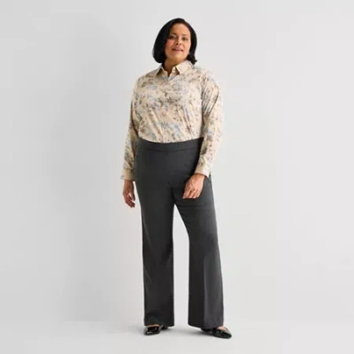 Liz Claiborne Lisa Womens Plus Flare Pull-on Pant In Black