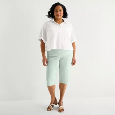 Liz Claiborne Lisa Womens Plus Straight Capri Pant In Green