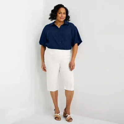 Liz Claiborne Lisa Womens Plus Straight Capri Pant In White