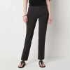 Liz Claiborne Lisa Womens Straight Mid Rise Pull-on Pant In Gray