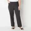 Liz Claiborne Lisa Womens Straight Mid Rise Pull-on Pant In Gray