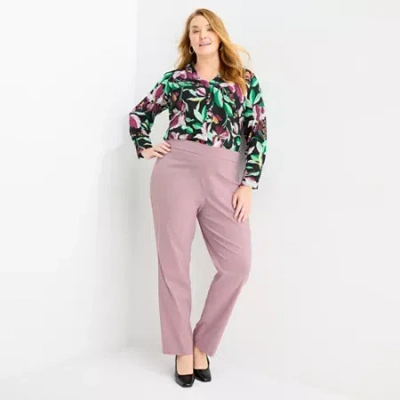 Liz Claiborne Lisa Womens Straight Mid Rise Pull-on Pant In Purple