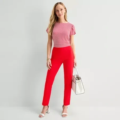 Liz Claiborne Lisa Womens Straight Pull-on Pant In Red
