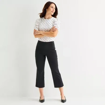 Liz Claiborne Lisa Womens Tall Flare Capri Pant In Black