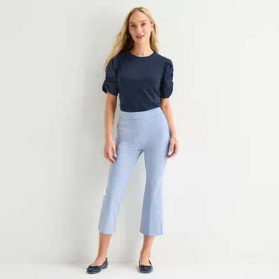 Liz Claiborne Lisa Womens Tall Flare Capri Pant In Blue