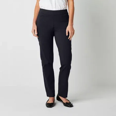 Liz Claiborne Lisa Womens Tall Straight Mid Rise Pull-on Pant In Blue