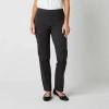 Liz Claiborne Lisa Womens Tall Straight Mid Rise Pull-on Pant In Gray
