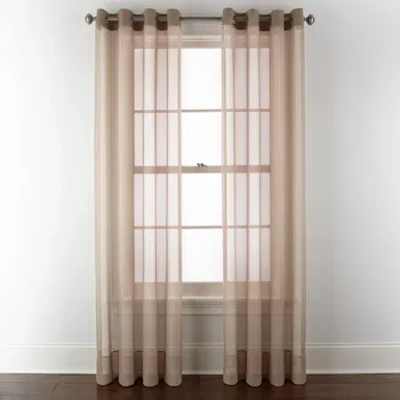 Liz Claiborne Lisette Grommet Top Sheer Single Curtain Panel In Neutral