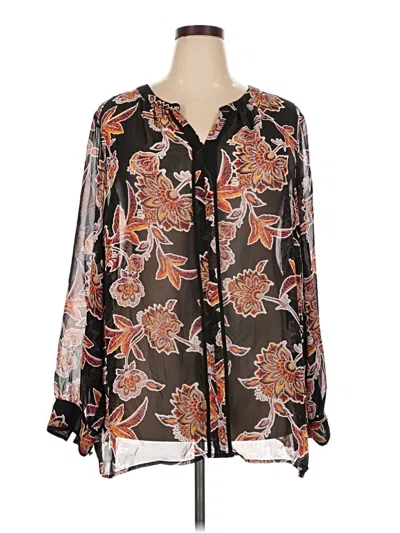 Pre-owned Liz Claiborne Long Sleeve Blouse In Black