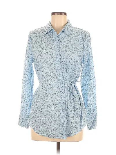 Pre-owned Liz Claiborne Long Sleeve Blouse In Blue