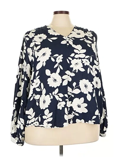 Pre-owned Liz Claiborne Long Sleeve Blouse In Blue