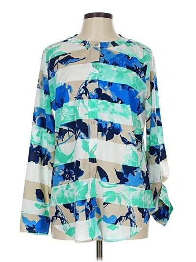 Pre-owned Liz Claiborne Long Sleeve Blouse In Blue