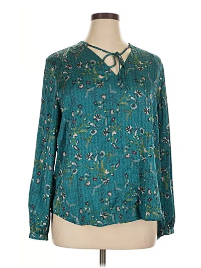 Pre-owned Liz Claiborne Long Sleeve Blouse In Blue