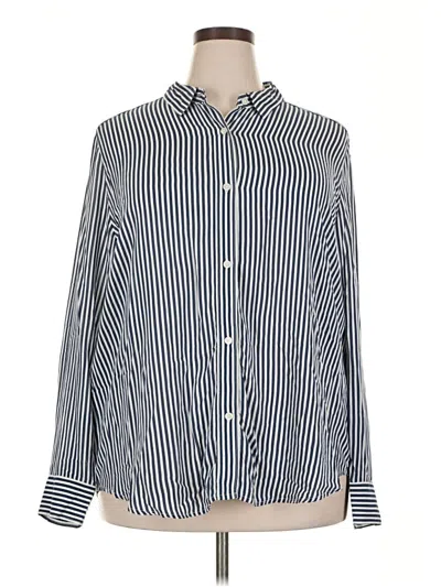Pre-owned Liz Claiborne Long Sleeve Blouse In Blue