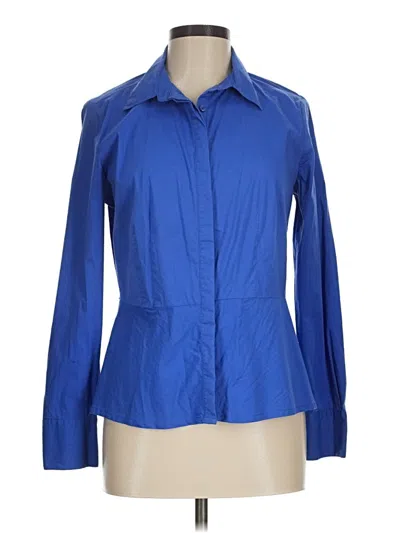 Pre-owned Liz Claiborne Long Sleeve Blouse In Blue