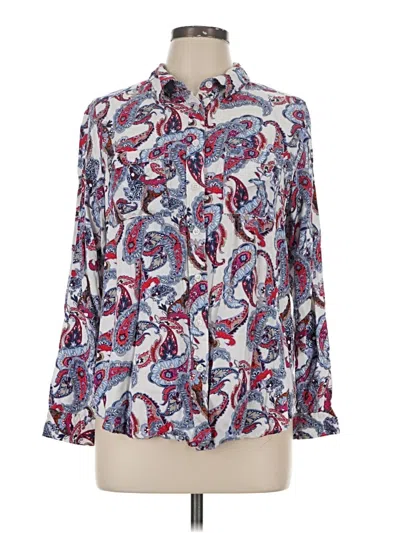 Pre-owned Liz Claiborne Long Sleeve Blouse In Blue