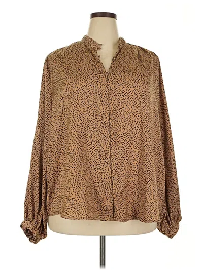 Pre-owned Liz Claiborne Long Sleeve Blouse In Brown