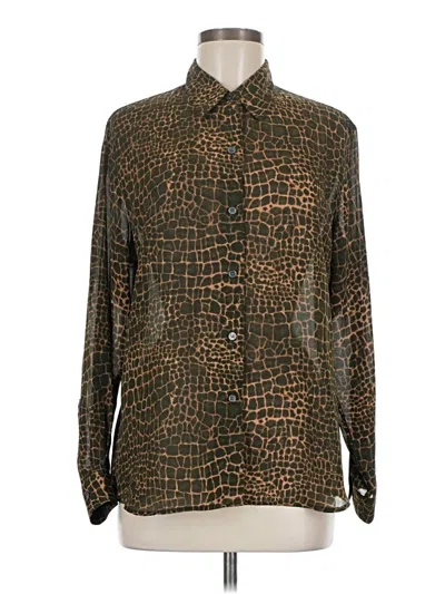 Pre-owned Liz Claiborne Long Sleeve Blouse In Brown