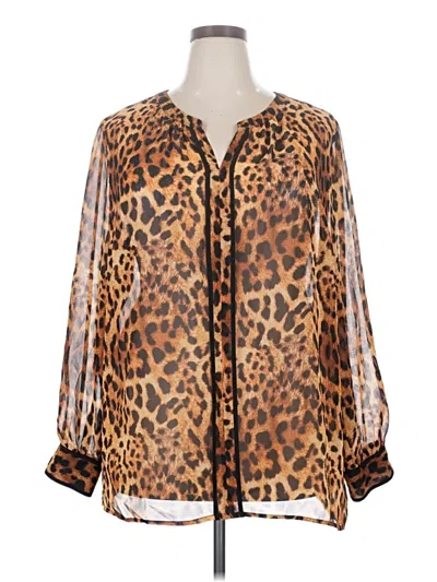 Pre-owned Liz Claiborne Long Sleeve Blouse In Brown