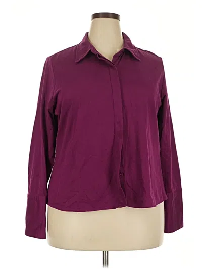 Pre-owned Liz Claiborne Long Sleeve Blouse In Burgundy