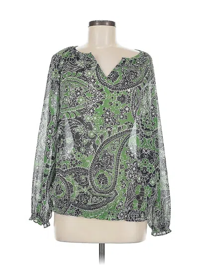 Pre-owned Liz Claiborne Long Sleeve Blouse In Green