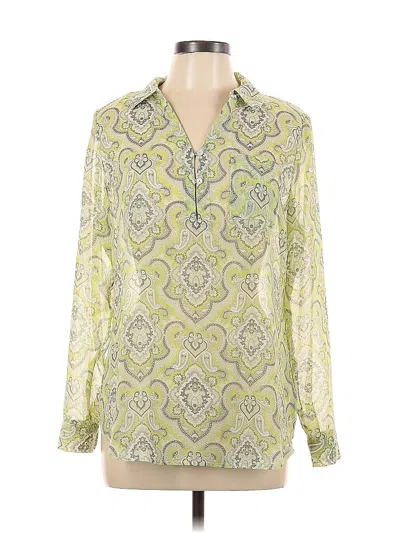 Pre-owned Liz Claiborne Long Sleeve Blouse In Green