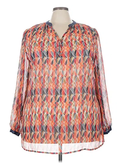 Pre-owned Liz Claiborne Long Sleeve Blouse In Orange