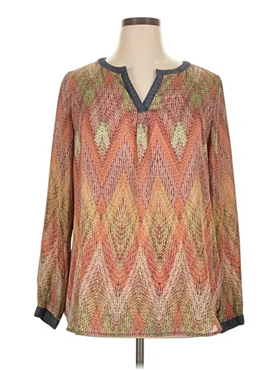 Pre-owned Liz Claiborne Long Sleeve Blouse In Orange