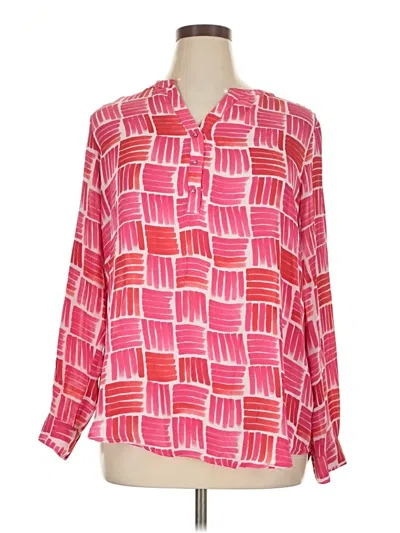 Pre-owned Liz Claiborne Long Sleeve Blouse In Pink