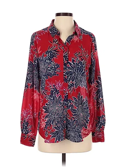Pre-owned Liz Claiborne Long Sleeve Blouse In Red