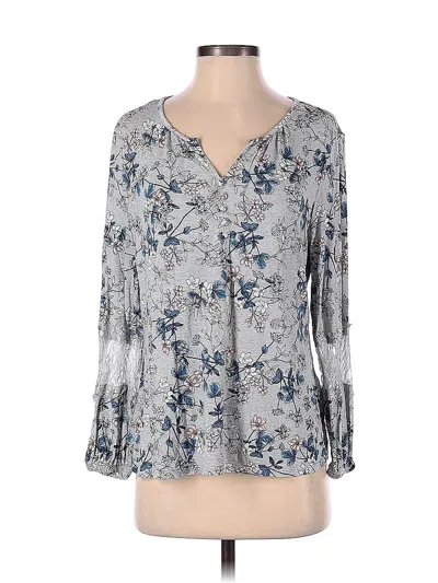 Pre-owned Liz Claiborne Long Sleeve Blouse In Silver