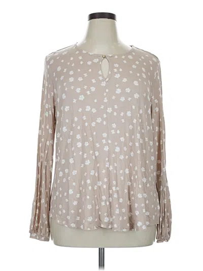 Pre-owned Liz Claiborne Long Sleeve Blouse In Tan