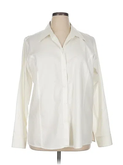 Pre-owned Liz Claiborne Long Sleeve Blouse In White