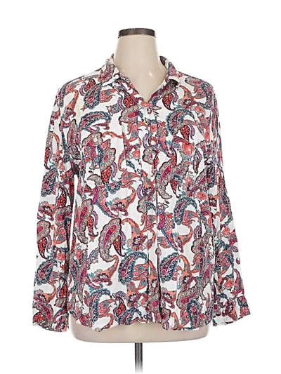 Pre-owned Liz Claiborne Long Sleeve Blouse In White