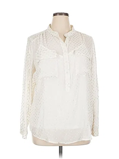 Pre-owned Liz Claiborne Long Sleeve Blouse In White
