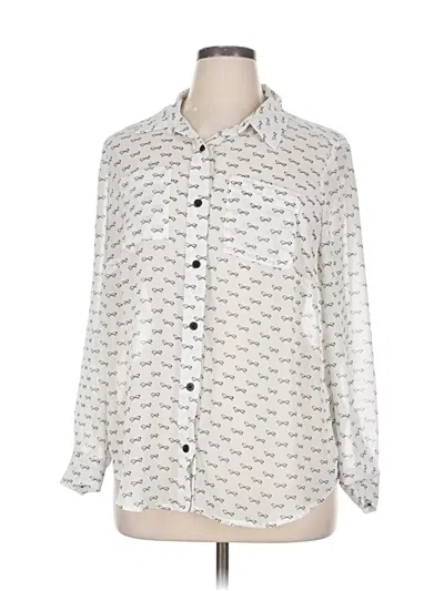 Pre-owned Liz Claiborne Long Sleeve Blouse In White