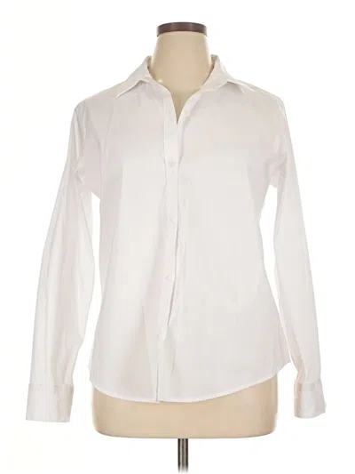 Pre-owned Liz Claiborne Long Sleeve Blouse In White
