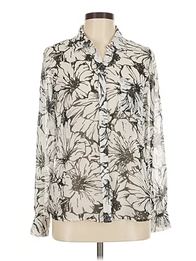 Pre-owned Liz Claiborne Long Sleeve Blouse In White