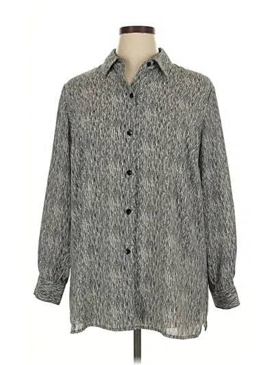 Pre-owned Liz Claiborne Long Sleeve Button Down Shirt In Gray