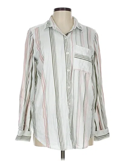 Pre-owned Liz Claiborne Long Sleeve Button Down Shirt In Silver