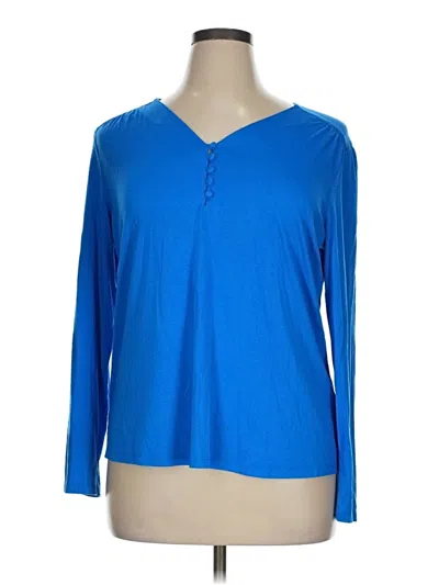 Pre-owned Liz Claiborne Long Sleeve Henley Shirt In Blue