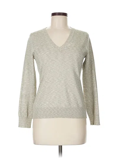 Pre-owned Liz Claiborne Long Sleeve Silk Top Gray V Neck Tops