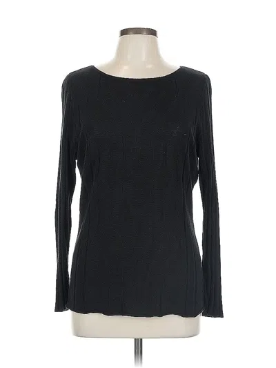 Pre-owned Liz Claiborne Long Sleeve Top Black Boatneck Tops
