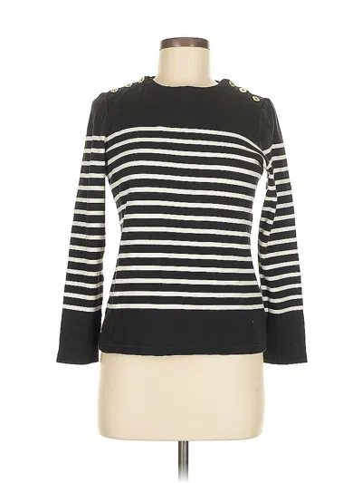 Pre-owned Liz Claiborne Long Sleeve Top Black Boatneck Tops